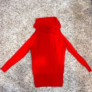 Crimson Red Cowl Neck Cold shoulder tunic